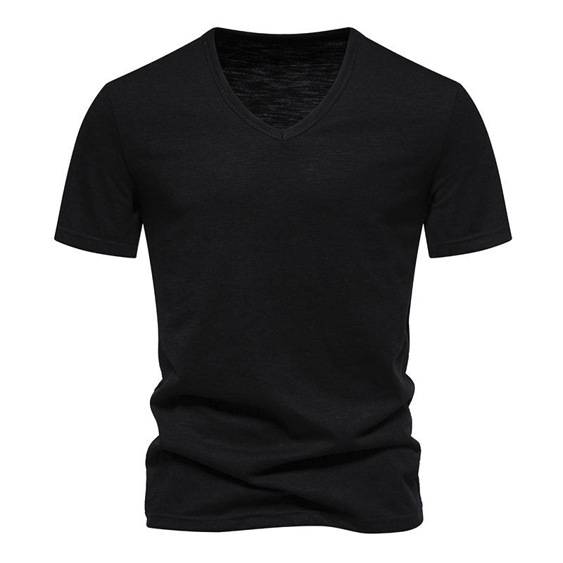 Herren V-Ausschnitt T-Shirt aus atmungsaktiver Baumwolle mit komfortablem Sitz