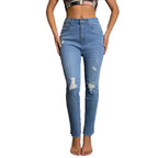 Damen Ripped Jeans mit hohem Bund und figurbetonter Passform
