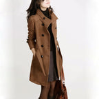 R&B | Trenchcoat - Wollmix - Doppelreiher - Mit Gürtel - Eleganter langer Mantel