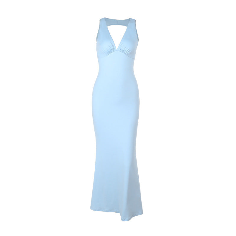 Damen Figurbetontes Maxikleid mit V-Ausschnitt und eleganter Drapierung R&B