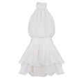 Damen luftiges Wickelkleid mit voluminösem Rock R&B