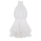 Damen luftiges Wickelkleid mit voluminösem Rock R&B