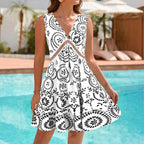 Damen Sommerkleid im eleganten A-Linien-Schnitt mit floralem Spinnennetz-Design R&B