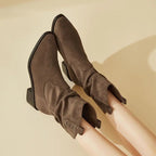 Damen modische Stiefeletten mit eleganter Faltenoptik und rustikalem Design R&B