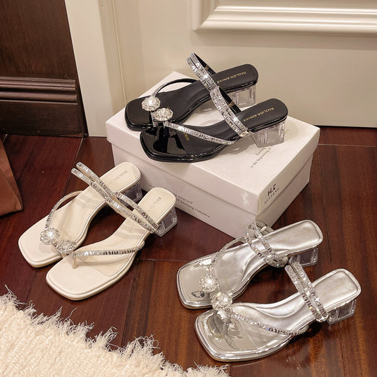 Damen Glamouröse Riemchen-Sandalen mit funkelndem Absatz R&B