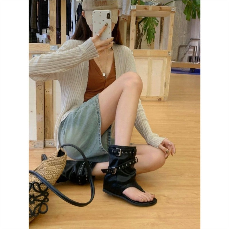 Damen offene Sandalen mit modischen Schnallen R&B