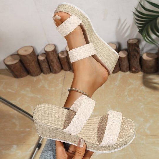 Damen Wedge-Pantoletten mit geflochtenem Obermaterial und komfortabler Sohle R&B