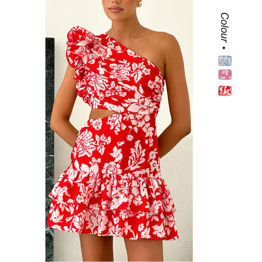 Damen Wickelkleid mit asymmetrischem Design und voluminösen Rüschen R&B