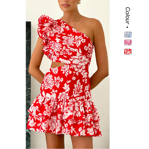 Damen Wickelkleid mit asymmetrischem Design und voluminösen Rüschen R&B