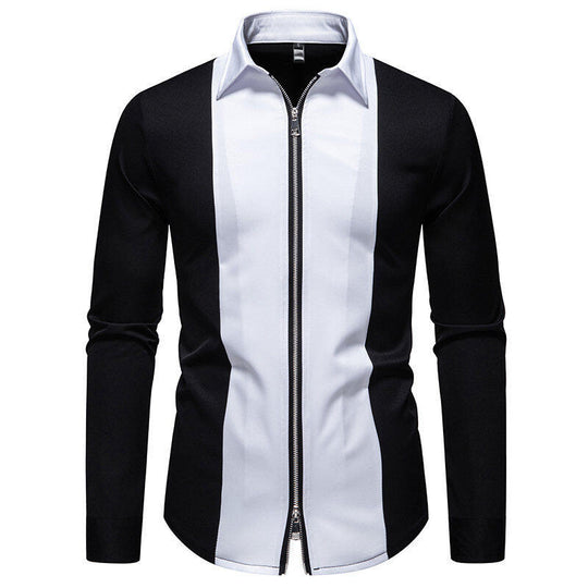 Herren Sportliches Langarmshirt mit modernem Reißverschluss und kontrastierenden Farben R&B