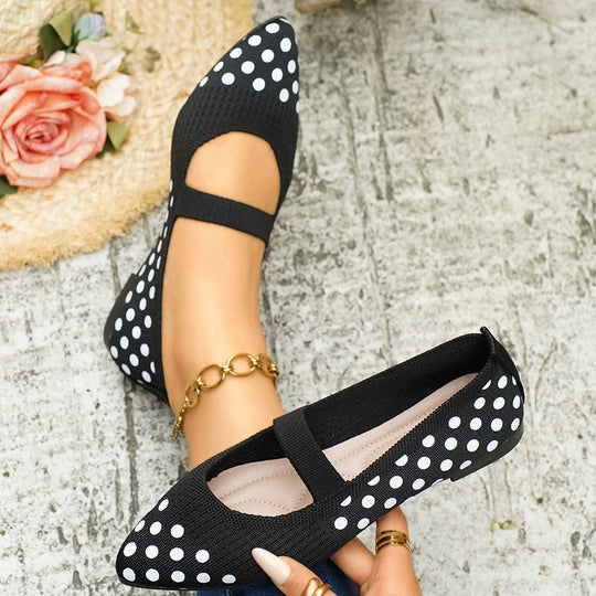 Damen Ballerinas mit punktiertem Design und elastischem Fesselriemen R&B