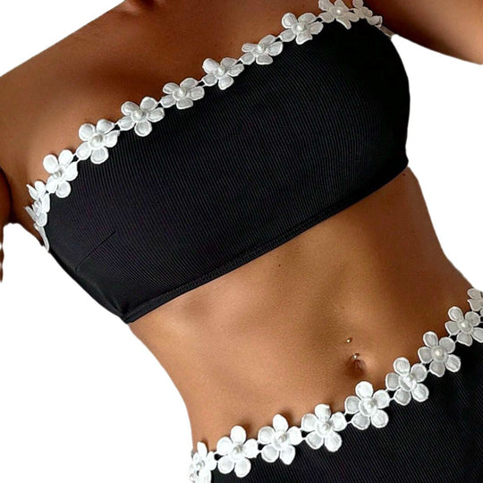 Damen Bandeau-Bikini mit floralen Akzenten R&B