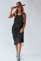 Damen Wickelkleid mit seitlichem Schlitz und verstellbarem Kordelzug R&B