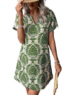 Damen Casual Kleid mit floralen Mustern und einem eleganten V-Ausschnitt R&B