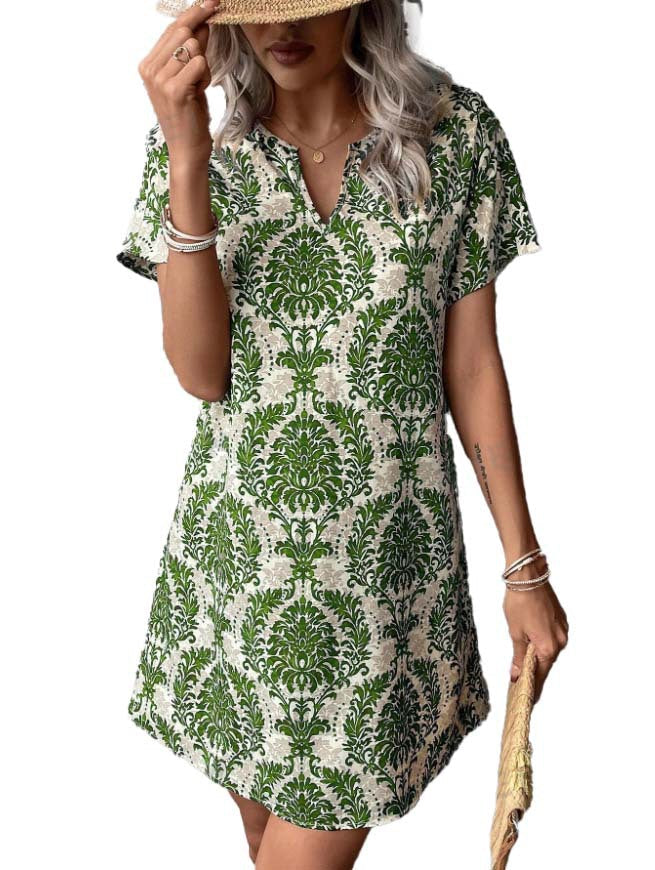 Damen Casual Kleid mit floralen Mustern und einem eleganten V-Ausschnitt R&B