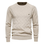 Herren Strickpullover mit strukturierter Rautenmuster-Optik und modischem Rundhalsausschnitt