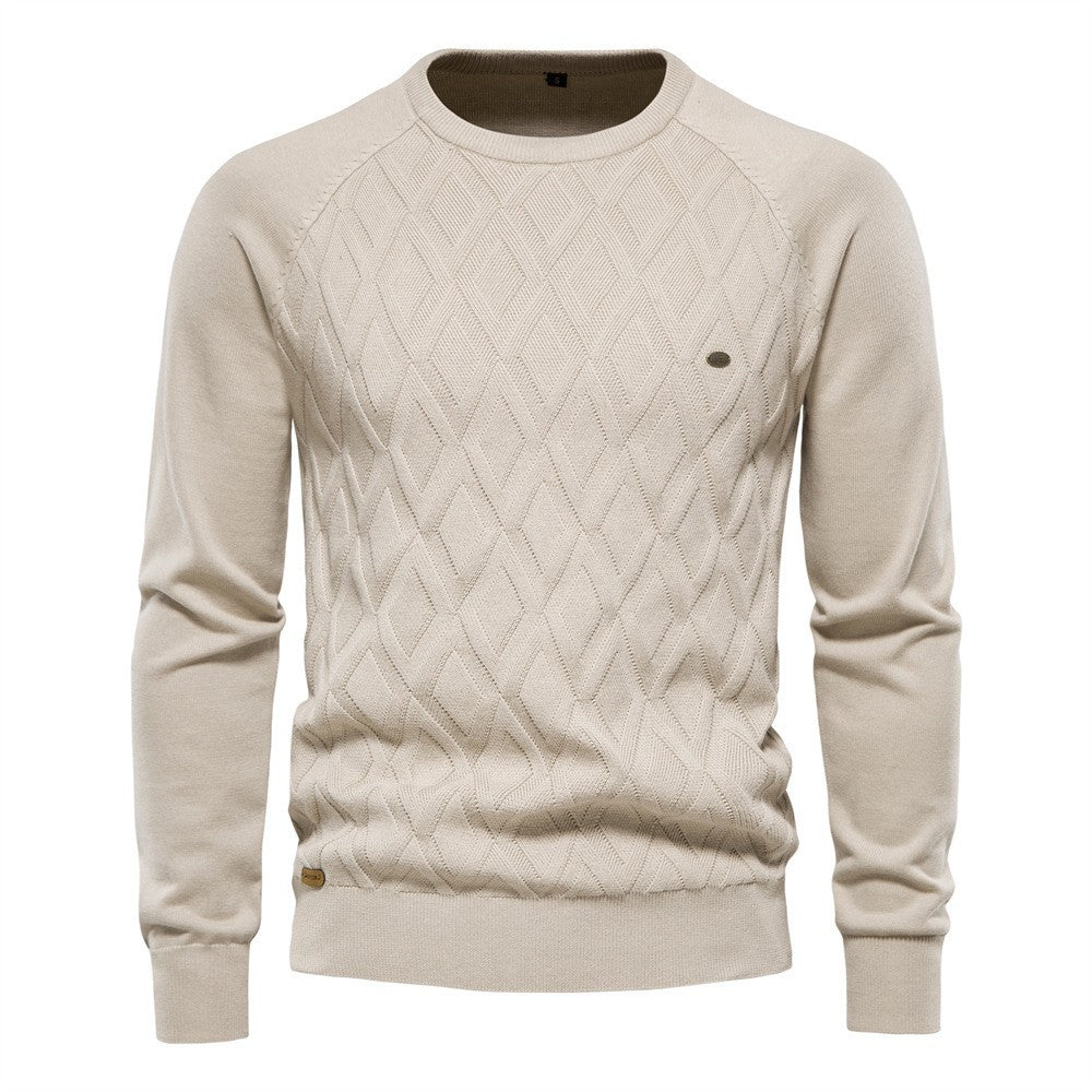 Herren Strickpullover mit strukturierter Rautenmuster-Optik und modischem Rundhalsausschnitt