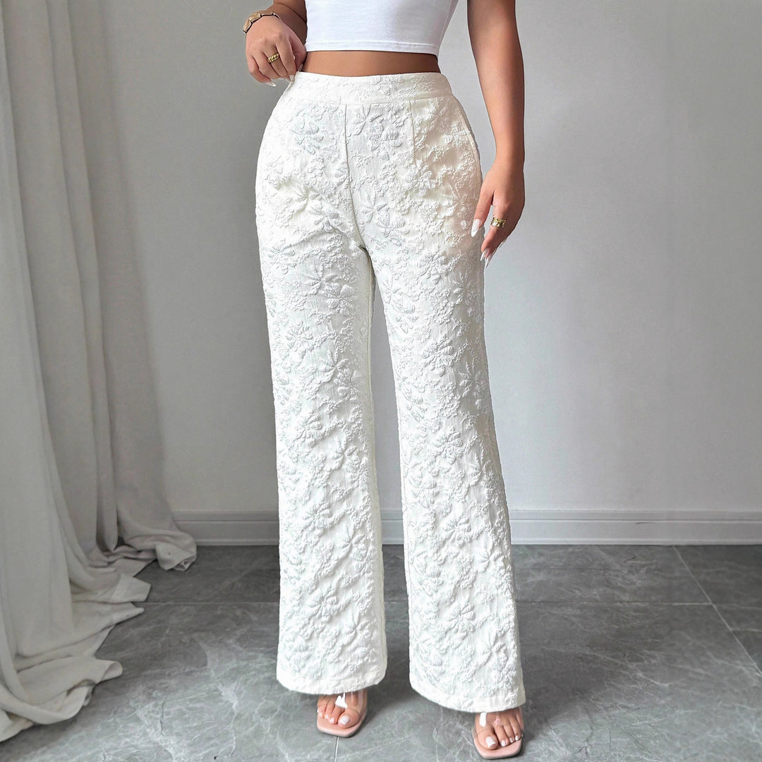 Damen Elegante Stoffhose mit hochgezogenem Schnitt und floralem Muster R&B