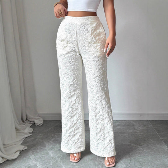 Damen Elegante Stoffhose mit hochgezogenem Schnitt und floralem Muster R&B
