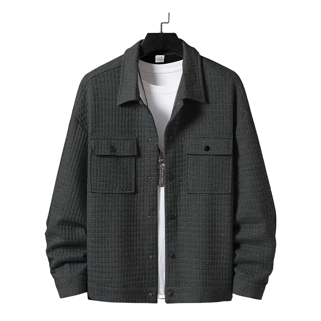 Herren nan gesteppte Overshirtjacke mit quadratischer Steppstruktur und aufgesetzten Brusttaschen R&B