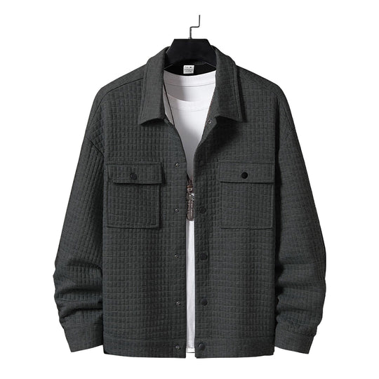 Herren nan gesteppte Overshirtjacke mit quadratischer Steppstruktur und aufgesetzten Brusttaschen R&B