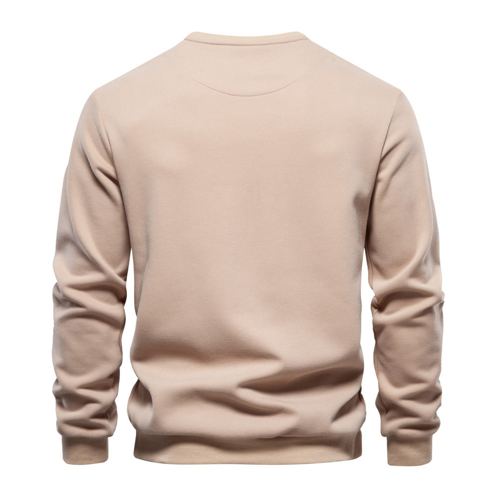 Herren nan Sweatshirt mit Rundhalsausschnitt, aufgesetzter Brusttasche mit horizontalem Reißverschluss und geripptem Saum R&B