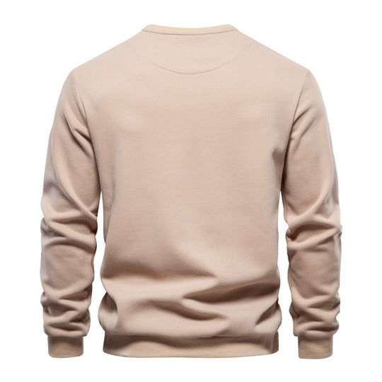 Herren nan Sweatshirt mit Rundhalsausschnitt, aufgesetzter Brusttasche mit horizontalem Reißverschluss und geripptem Saum R&B