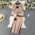 Damen modisches Strickensemble mit applizierten Blumen R&B