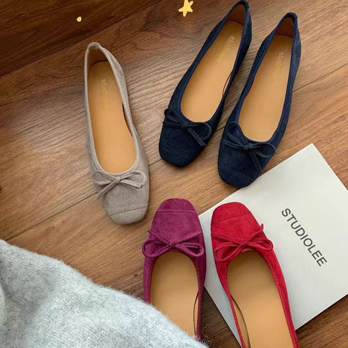 Damen Ballerinas mit runder Spitze und verspieltem Schleifendetail R&B