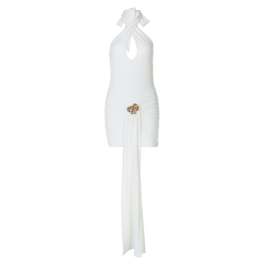 Damen Charmantes Minikleid mit Drapierung und tiefem Ausschnitt R&B