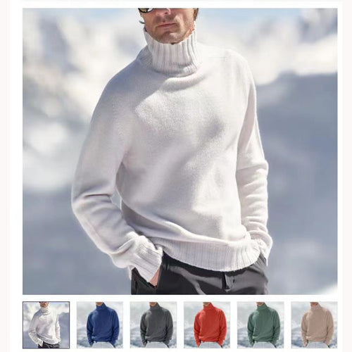 Herren Rollkragenpullover aus hochwertiger Wolle mit strukturierten Details R&B