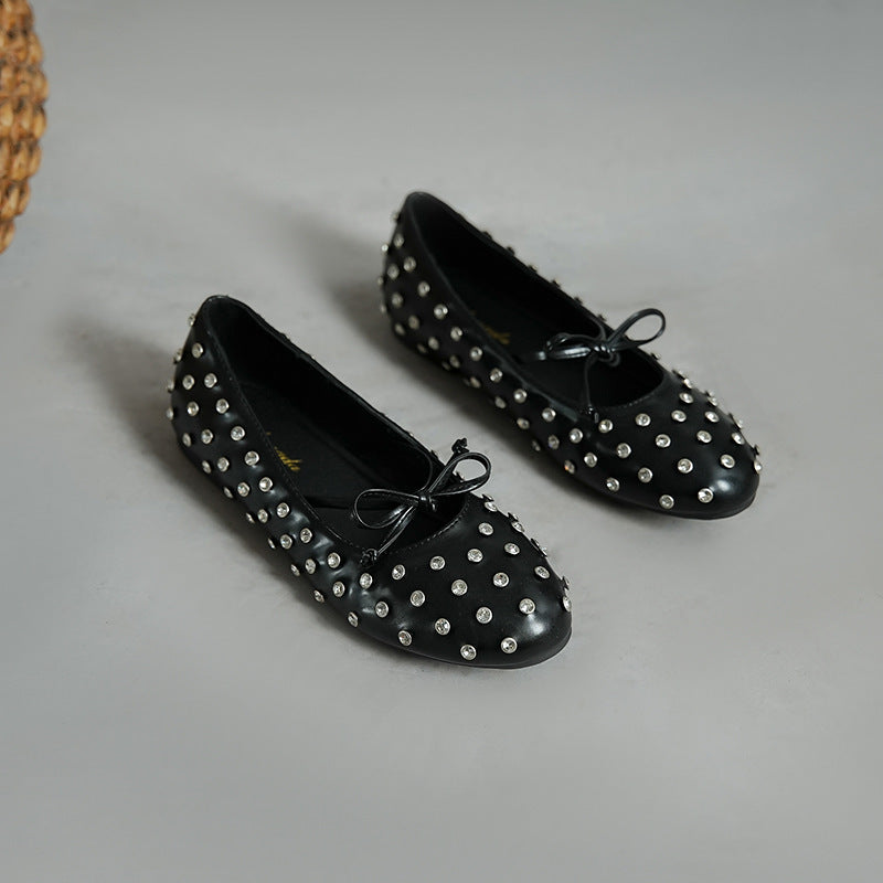 Damen Ballerinas mit dekorativen Strassapplikationen und modischem Schleifendesign R&B