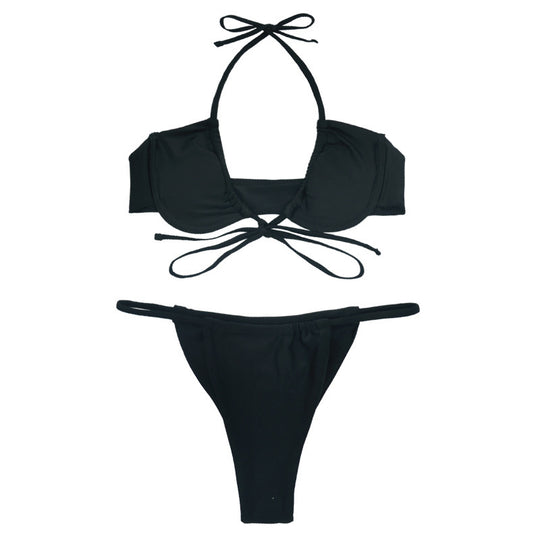 Damen Push-Up Bikini mit verstellbaren Bindebändern R&B