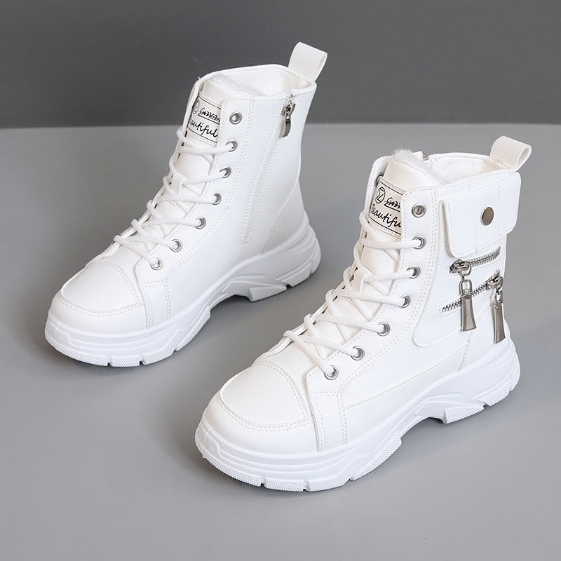 Damen modische High-Top Sneakers mit seitlichem Reißverschluss und dämpfender Laufsohle R&B