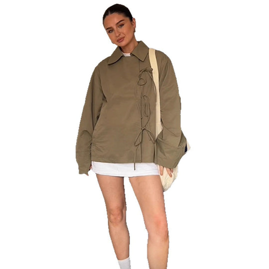 Damen lässige Windjacke mit verstellbarem Kordelzug R&B