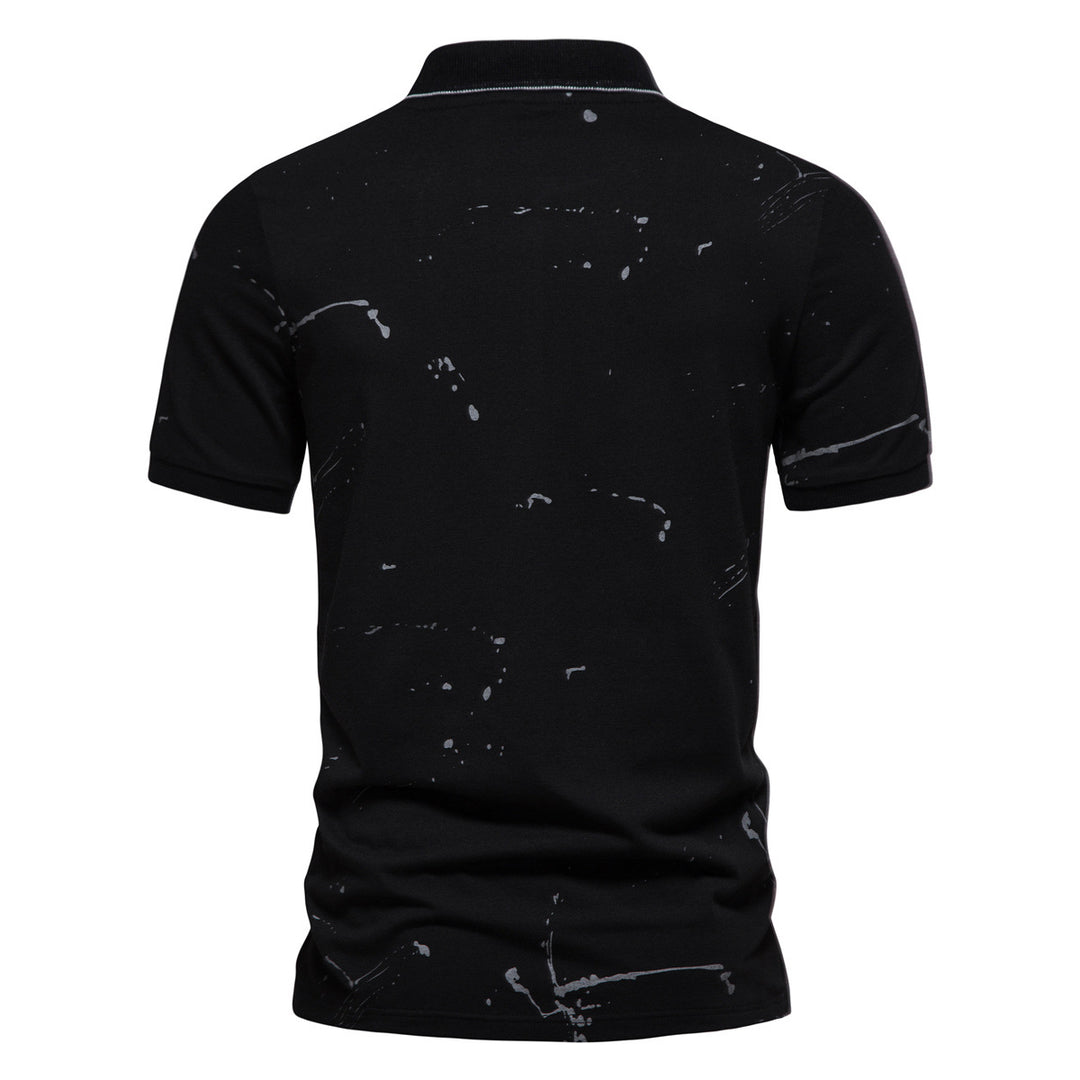 Herren Poloshirt mit kreativen Spritzdruck und hochwertiger Baumwolle R&B
