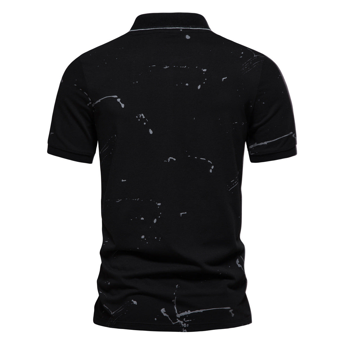 Herren Poloshirt mit kreativen Spritzdruck und hochwertiger Baumwolle
