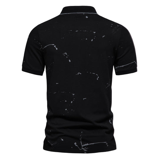 Herren Poloshirt mit kreativen Spritzdruck und hochwertiger Baumwolle R&B