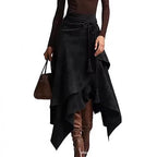 Damen asymmetrischer Wickelrock mit dekorativen Quasten R&B