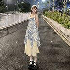 Damen Sommerliches Maxikleid mit asymmetrischem Saum und floralen Akzenten