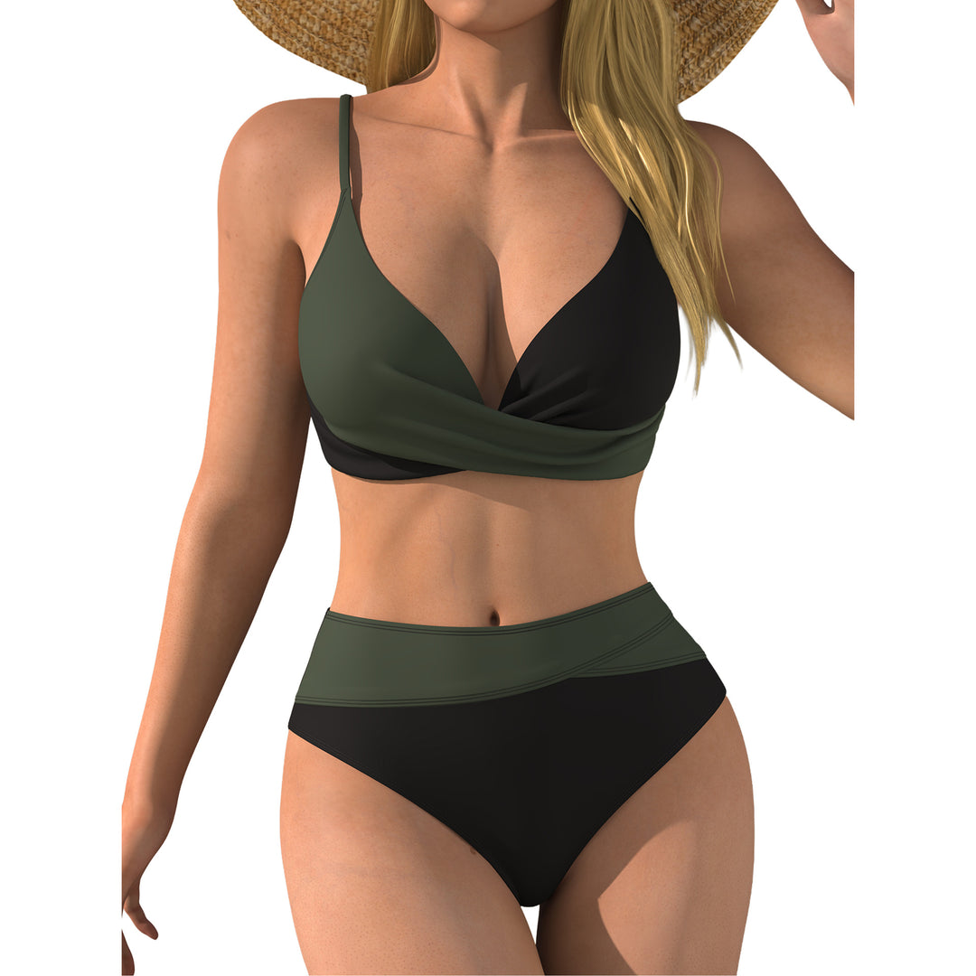 Damen Hochtaillierter Beach-Bikini mit Wickeloberteil R&B