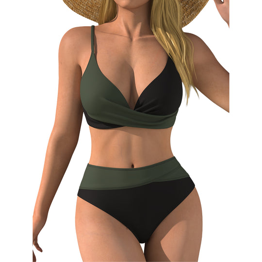 Damen Hochtaillierter Beach-Bikini mit Wickeloberteil R&B