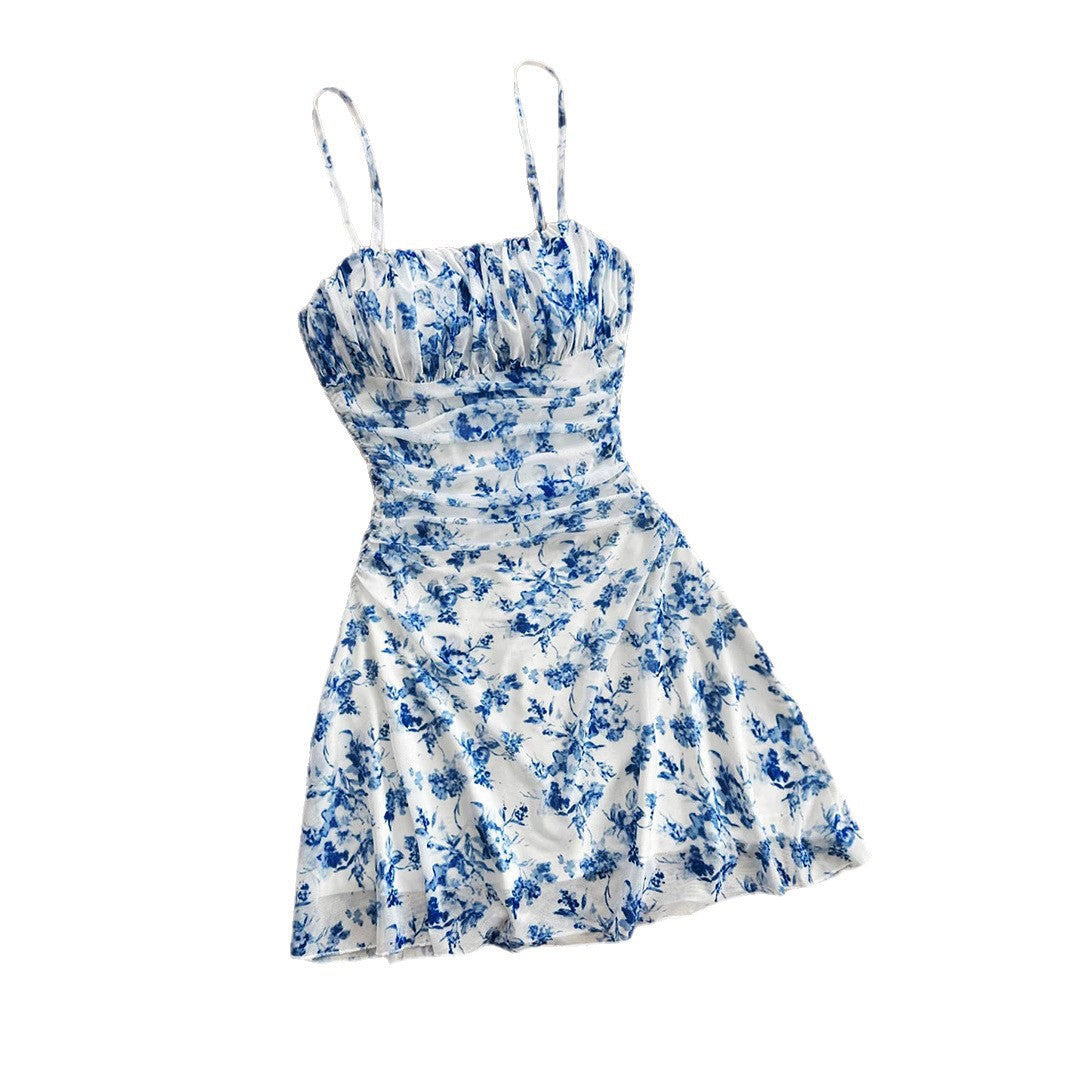 Damen Minikleid mit floralem Muster und rüschenbesetzten Trägern R&B