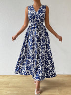 Damen nan Wickel-Maxikleid mit V-Ausschnitt und gR&Bundenem Taillengürtel R&B