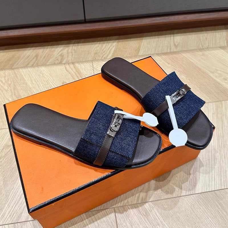 Damen elegante Slides mit luxuriöser Schnallenakzentgestaltung R&B