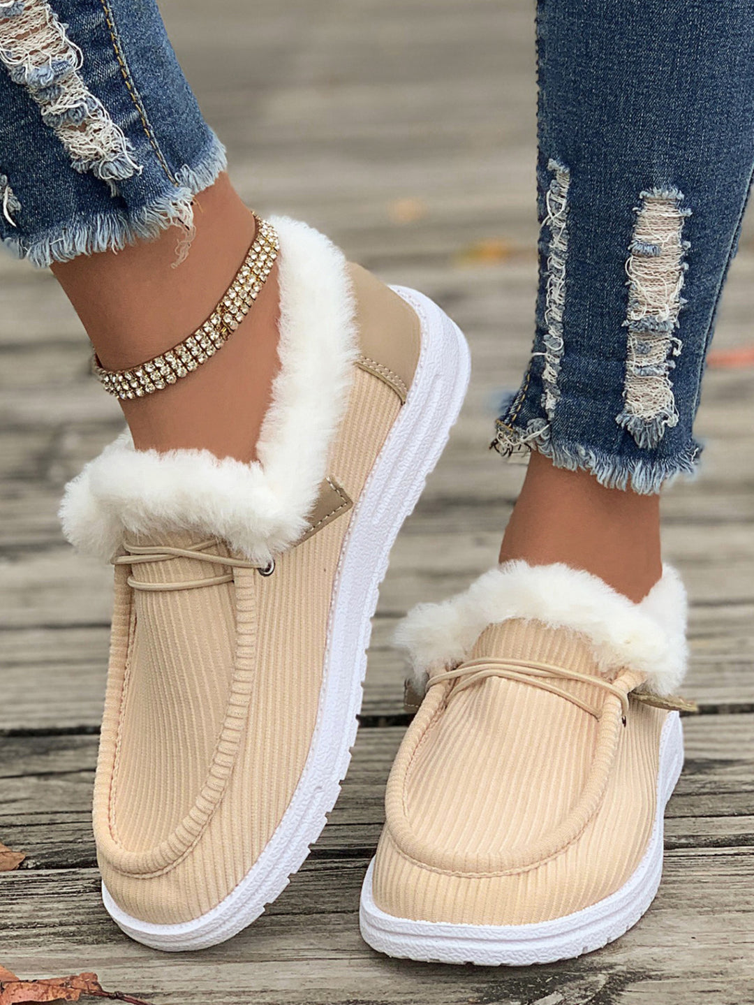Damen Flauschige Slip-On Hausschuhe mit weichem Innenfutter R&B