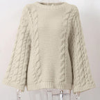 Damen Grobstrickpullover mit übergroßen Ärmeln R&B
