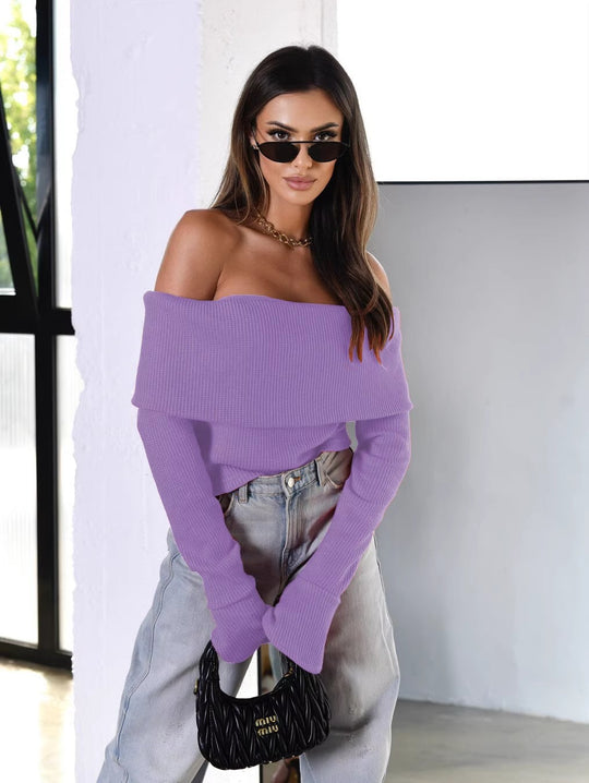 Damen Off-Shoulder Strickpullover mit eleganter Passform R&B