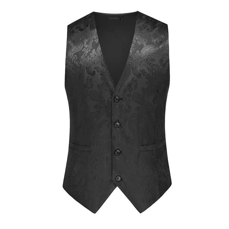 Herren nan feine Jacquard-Anzugweste mit V-Ausschnitt, Zierknöpfen und schmaler Silhouette R&B