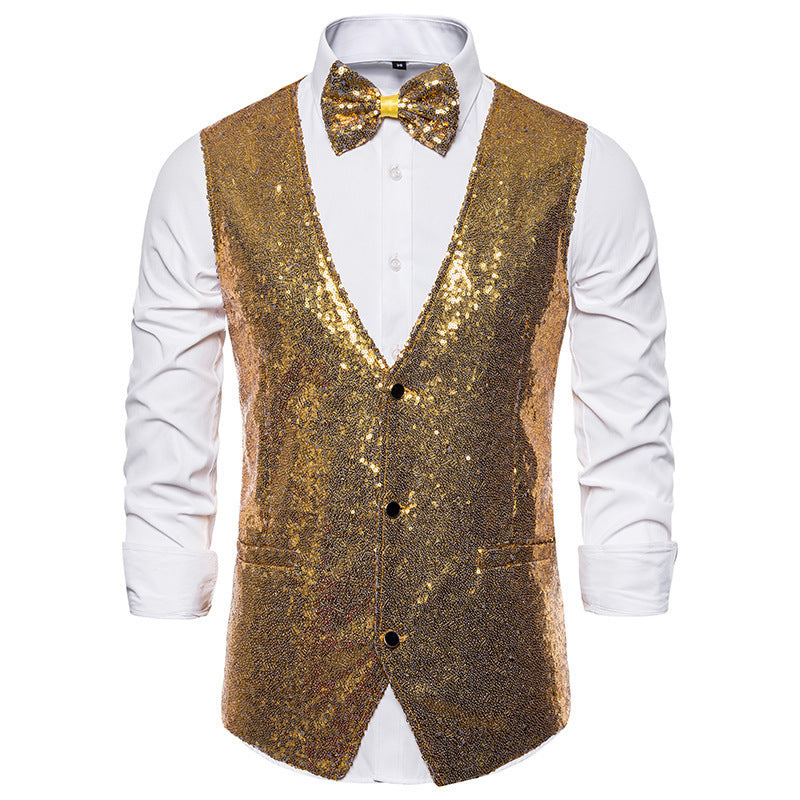 Herren eleganter Paillettenblazer mit passendem Fliege